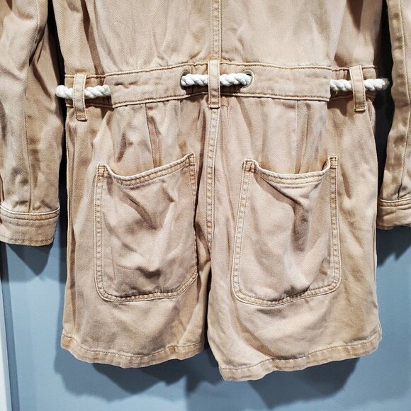 Free People Women's Natural Out In The Thunder Utility Romper Tan+ Size M/L - Picture 4 of 16